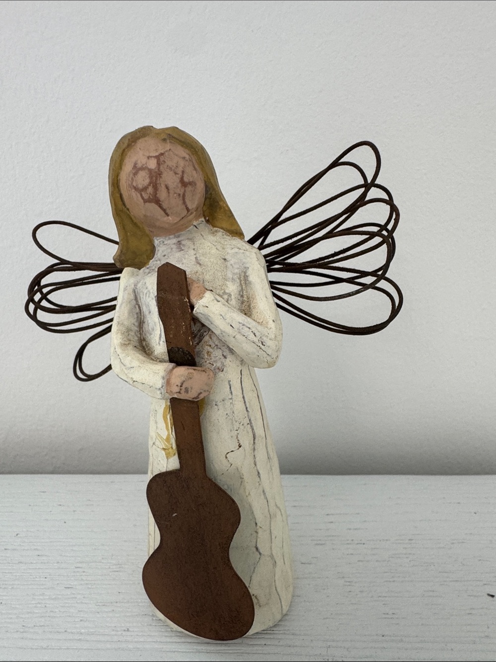 Willow tree - Handcrafted White Angel Figurine with Brown Guitar
